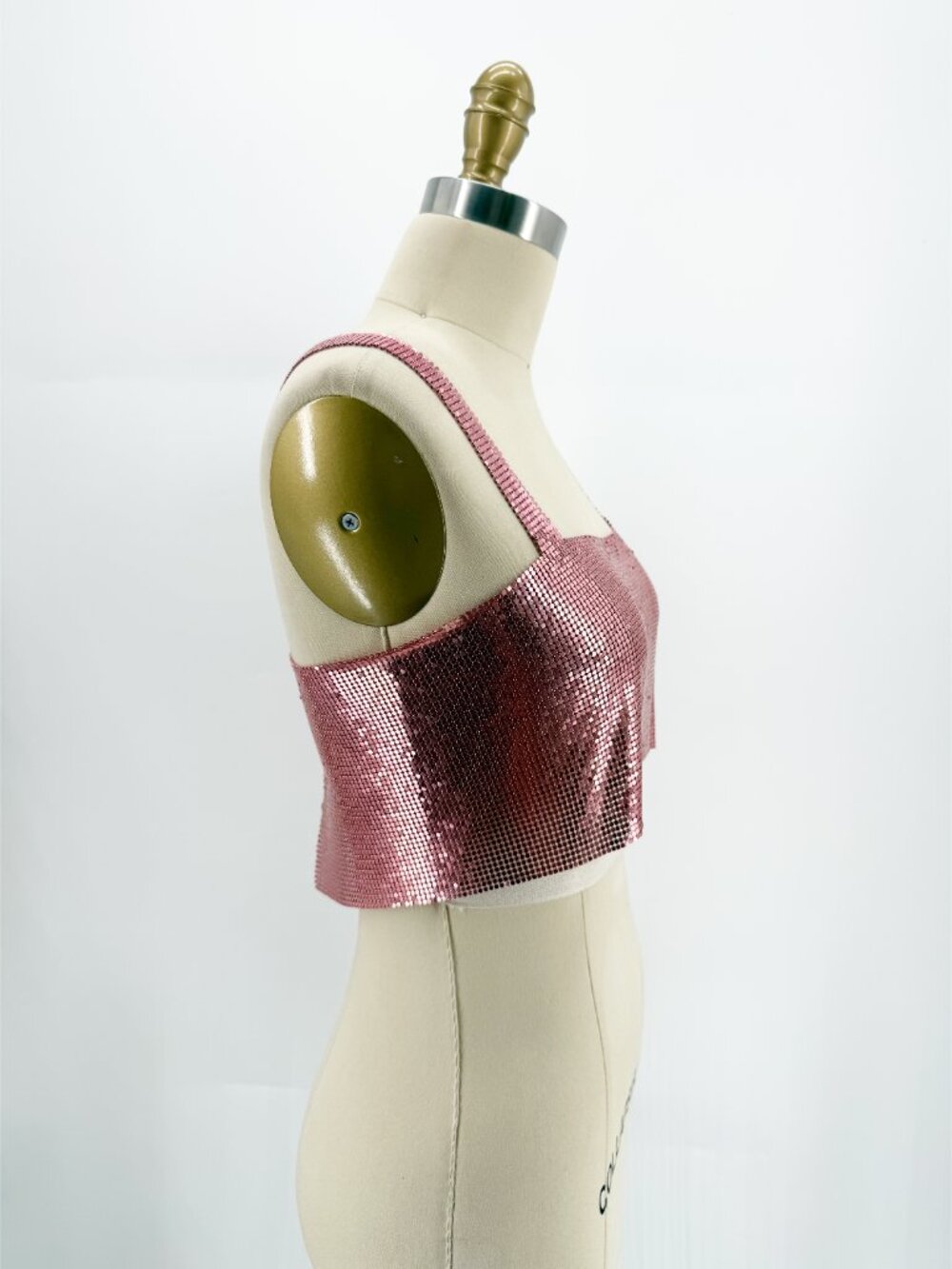 Chainmail Little Camisole Cropped PINK Barbiecore XS Disco - Picture 2 of 5